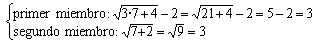 Se comprueba si x = 7 es solución