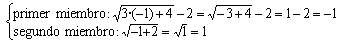 Se comprueba si x = -1 es solución