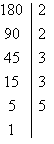 Descomposición factorial de 180