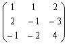 Matriz de coeficientes del sistema 3x3