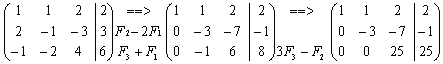 resolución sistema matriz escalonada por Gauss