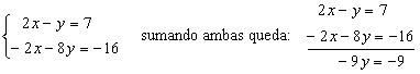 Hacer  una combinación lineal y sumar para eliminar la x