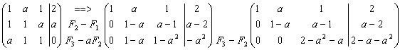 se discute y resuelve por Gauss un sistema 3x3 con parámetro