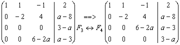 Sistema 4x3 dependiente de un parámetro que sigue del anterior  resuelto por Gauss