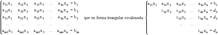Sistema de m ecuaciones lineales con n incógnitas por Gauss escalonado